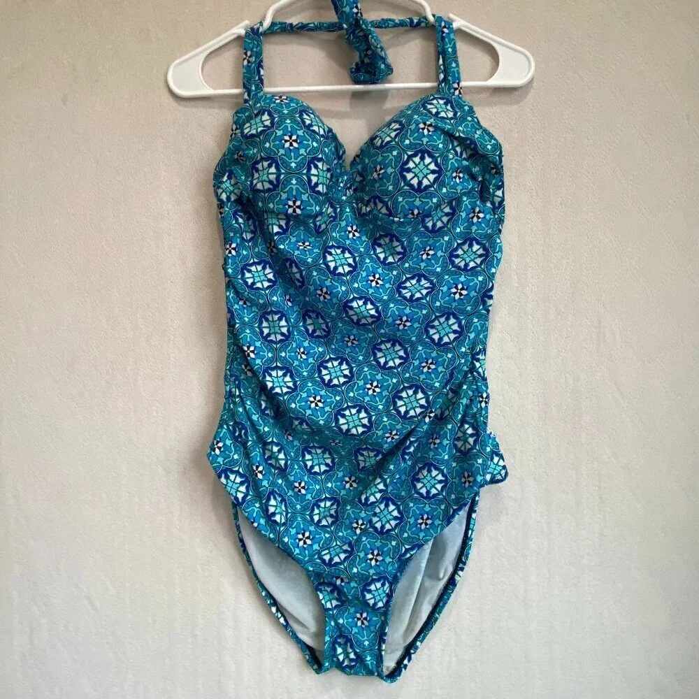 Spanx Fiesta Tile Assets One Piece Swim Bathing Suit Swimsuit Sz XL